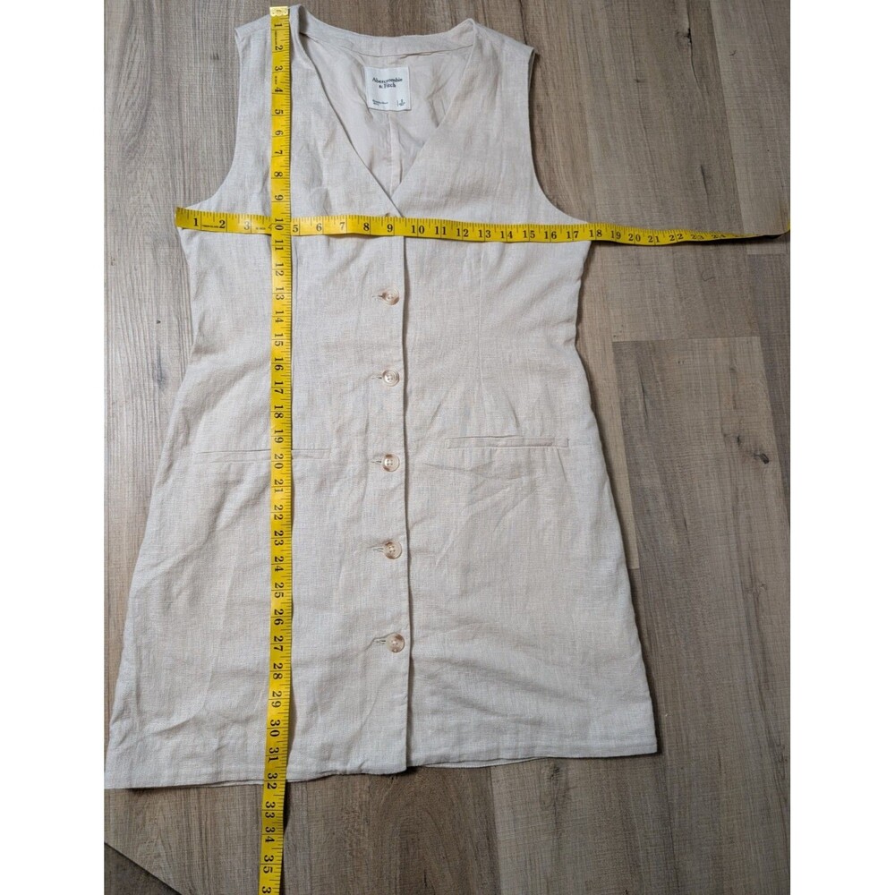 Abercrombie & Fitch Size S The Mara Dress Blazer Vest Mini Linen Blend Oatmeal - Picture 10 of 10
